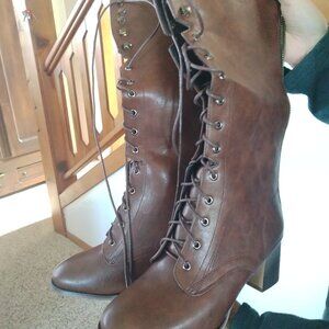 Amelia | Women’s Lace-Up Knee-High Boots with Block Heel